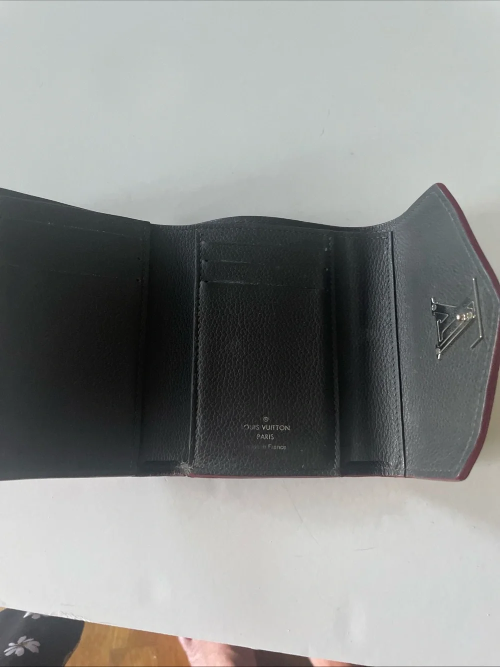 Louis Vuitton Burgundy and Cream Envelope Card Wallet